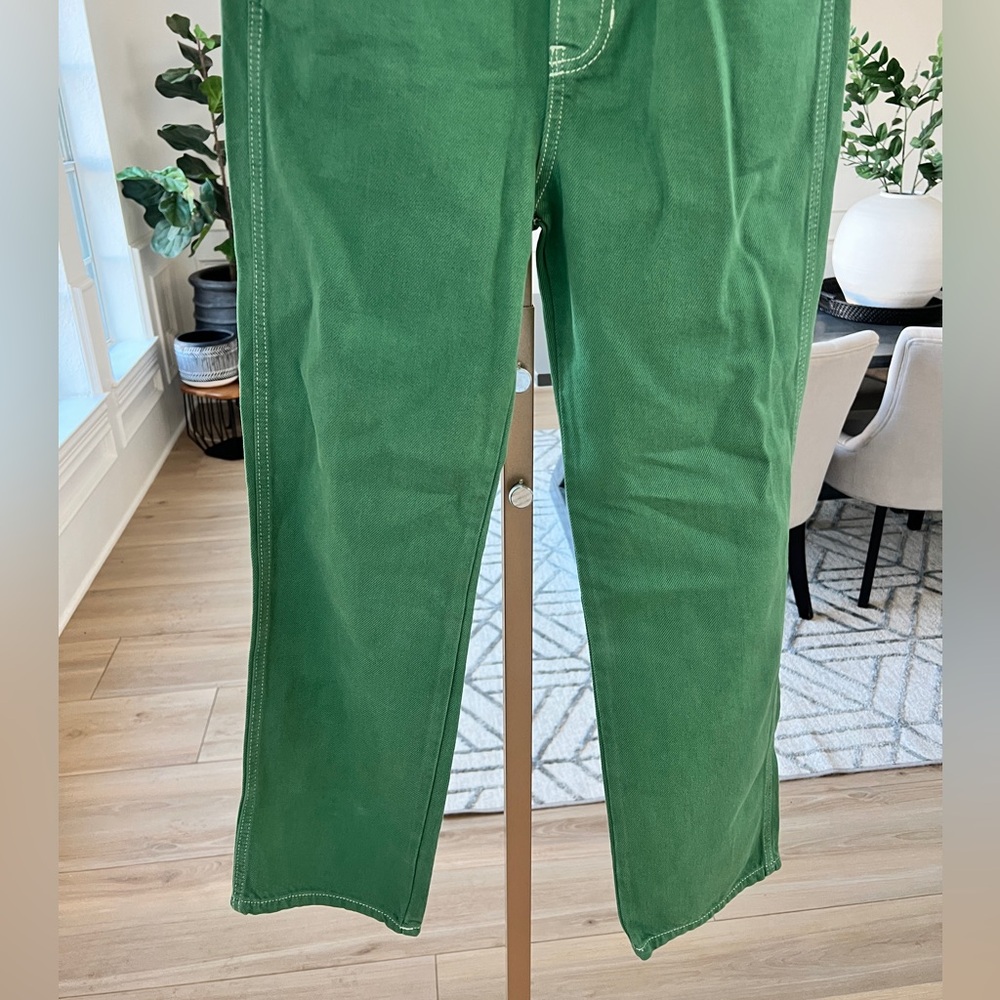 SOLD. Reformation Cowboy High Rise Straight Jeans Green Denim NWT Size 24 - Picture 4 of 9